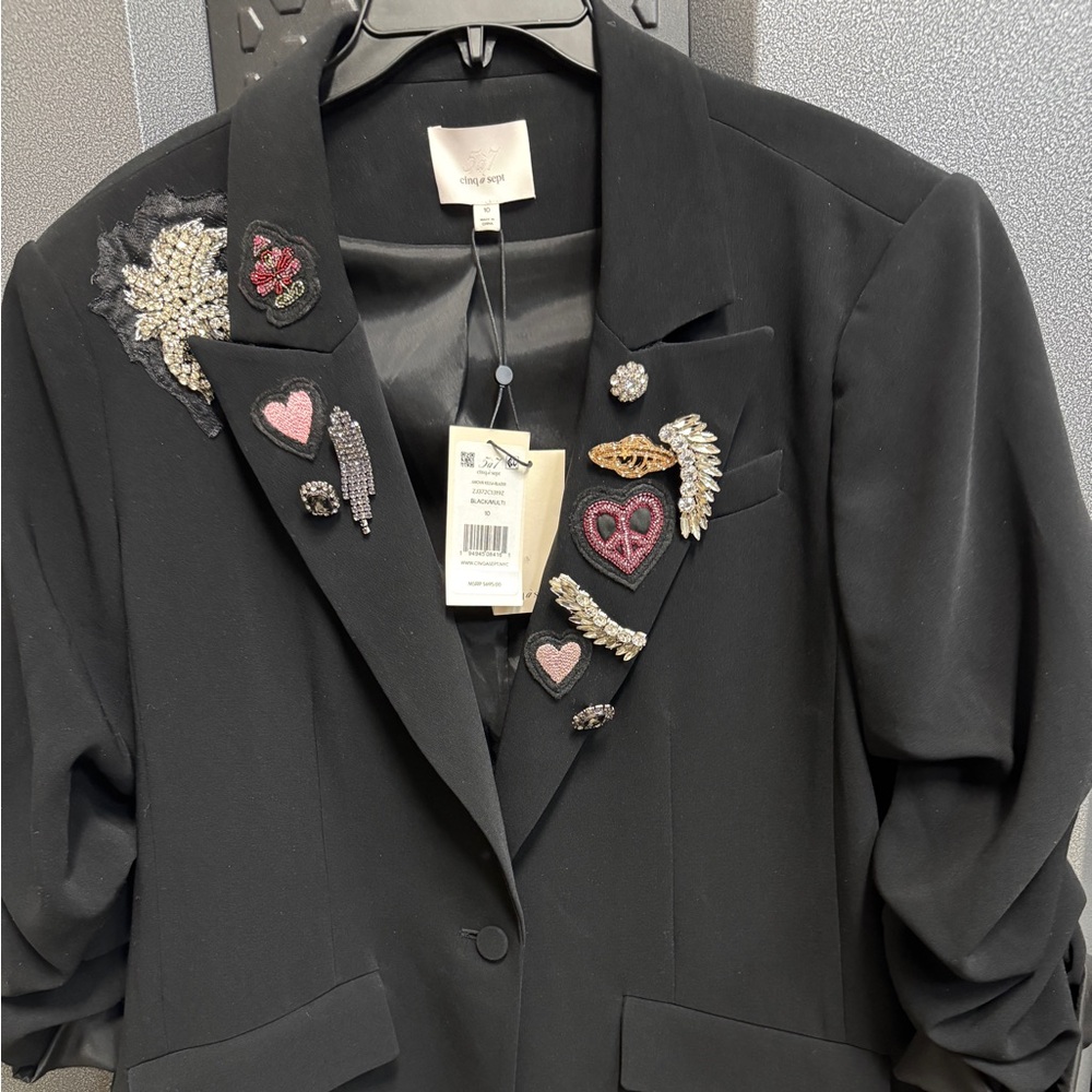 Cinq à Sept Black Embellished Blazer